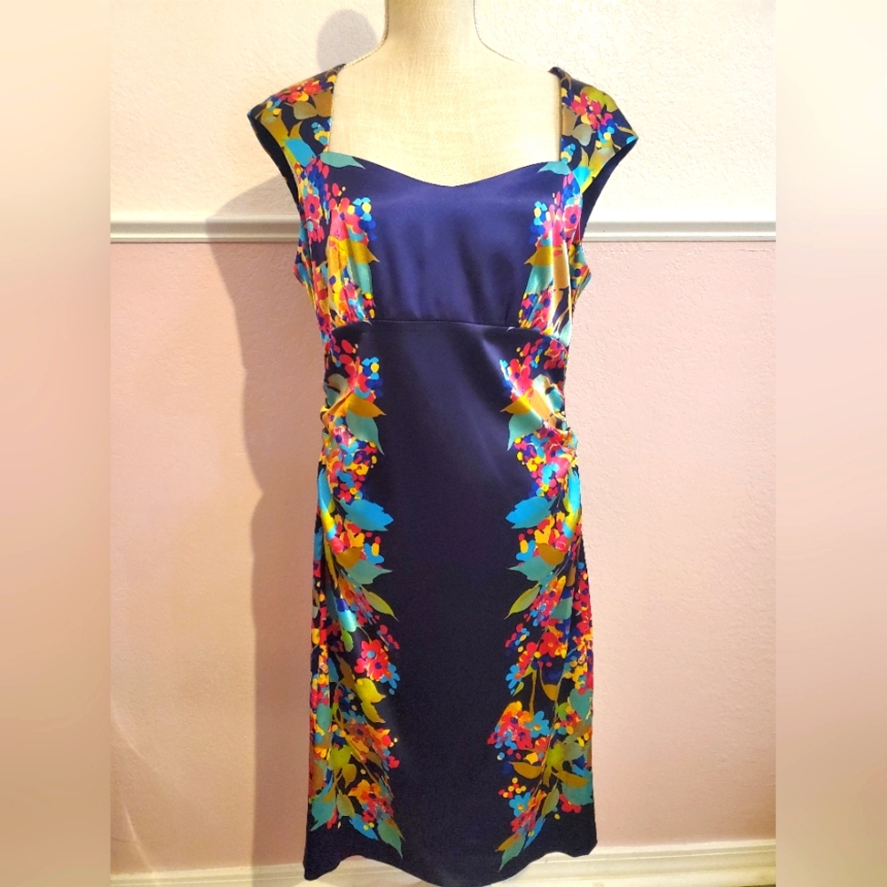 London times floral Satin purple dress sz 12